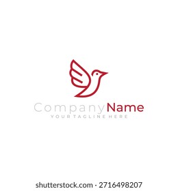 Logotipo de un pájaro Pequeño que vuela alto en el cielo, diseño de estilo de línea