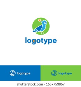 Logo of a small bird with a grain in its beak, collecting grains