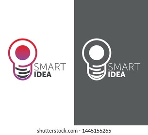 LOGO smart idea. vector bulb logotype. 2 colors gradient. circle shape.
