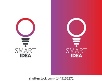 LOGO smart idea. vector bulb logotype. 2 colors gradient. circle shape.