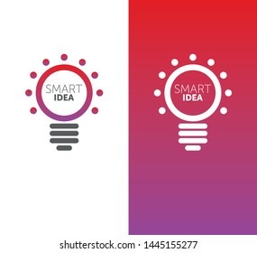 LOGO smart idea. vector bulb logotype. 2 colors gradient. circle shape.