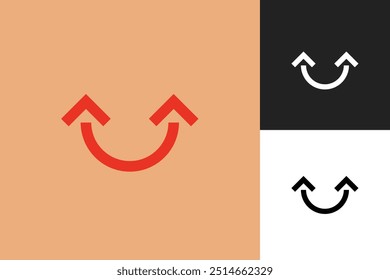 Seta de sorriso logotipo design exclusivo com fundo em branco