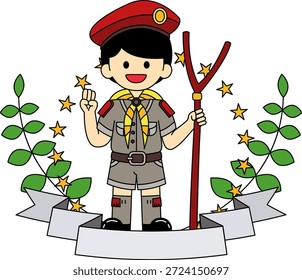 Das Logo eines lächelnden Jungen in einer Pfadfinderuniform