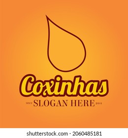 logo for snack bar or restaurant in orange and yellow Brazilian chicken coxinhas typical salty 