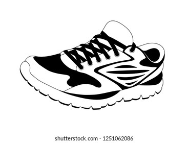 The logo of the sneaker in the vector.Sneakers vector EPS 10.Sports summer sneakers in vector on a white background.