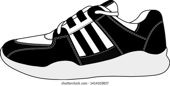 The logo of the sneaker in the vector.Sneakers vector EPS 10.Sports summer sneakers in vector on a white background.