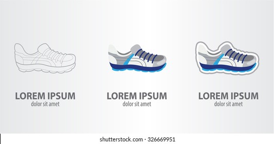 Logo sneakers, contour logo, stroke logo