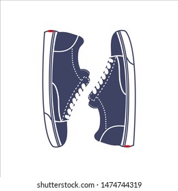 Logo sneakers on a white background. Blue sneakers for sport. Active life. 