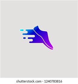 Logo sneakers with speed, jogging icon, sports shoes icon. Vector illustration