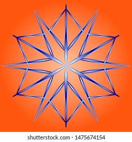 Logo with snowflake in style flat on an orange background. Snow icon with gradient fill. Element to create a design for winter themes.