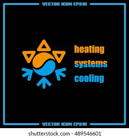 Logo snowflake sun, heating and cooling systems vector illustration