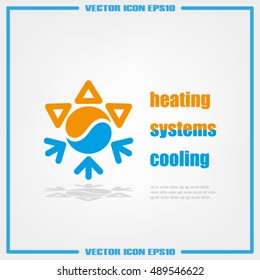 Logo snowflake sun, heating and cooling systems vector illustration