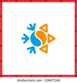Logo snowflake sun. Heating and cooling systems.