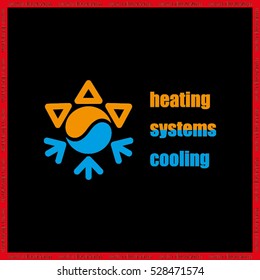 Logo snowflake sun. Heating and cooling systems.