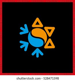 Logo snowflake sun. Heating and cooling systems.