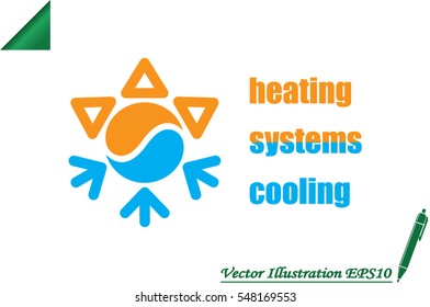 logo snowflake sun. Heating and cooling systems.