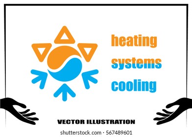 logo snowflake sun. Heating and cooling systems.