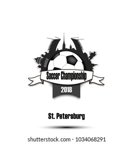 Logo Soccer championship 2018.  Football tournament. Vector illustration