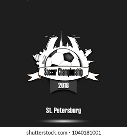 Logo Soccer championship 2018.  Football tournament. Vector illustration