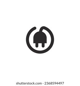 Logo of socket plug with coiled cable
