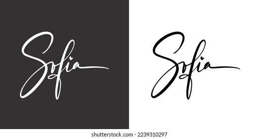 Logo Sofia name lettering calligraphy modern typography and print