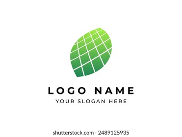 Logo Solar panels and Leaf with Perspective, Solar panels and go green logo identity.Editable file