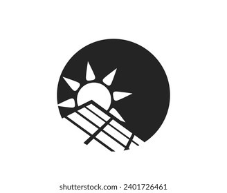 logo with solar panels. sustainable and renewable energy symbol. creative vector image in simple style
