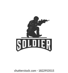 logo of a soldier aiming at the target