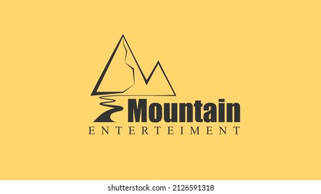 Logo of some company with mountain and river.