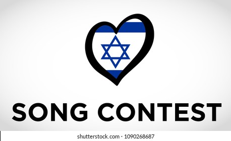 Logo of song contest with heart with flag of Israel.