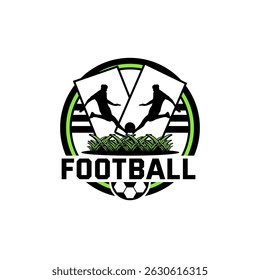 Logotipo del emblema del fútbol. Logotipo del deporte del fútbol del Vector.
