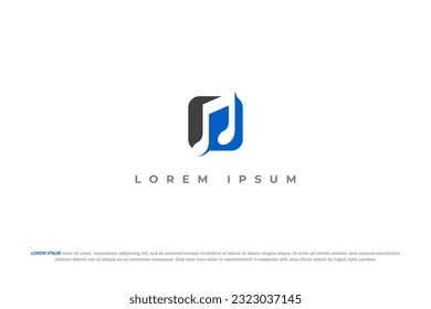 nota de sonido de logotipo espacio negativo negro y azul