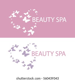 logo for spa, beauty and health. Heart of butterflies. Vector illustration