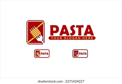 logo spaghetti, noodle, pasta template, with pasta icon, fork isolated on white background, logo emblem,badge. simple icon, with, ribbon, suitable for stickers, labels, restaurant logos, street food