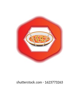 logo for spaghetti restaurant with a simple and attractive concept. logo with noodles, sliced ​​meat and leaves. This logo suits the restaurant.