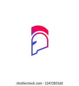 Logo with spartan helmet, vector