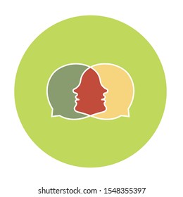 Logo for speaking club, two faces and chatting communication speaking bubbles.