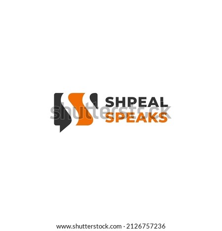 Logo with speech bubble icon cut off by abstract letter S.