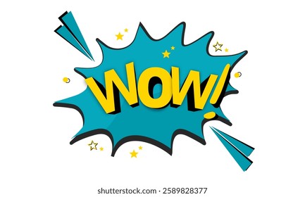 The logo of the speech comics with the text Wow. Vector bright dynamic cartoon illustrations are isolated on a white background.