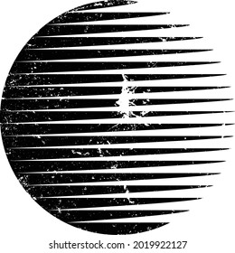 Logo with speed lines in circle form .Unusual icon Design .Black Vector stripes .Geometric shape.