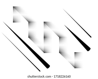 Logo mit kreisförmigen Geschwindigkeitslinien und Halbtonpunkte bilden .ungewöhnliche Design-Elemente .Schwarze Vektorstreifen .Geometrische Form.