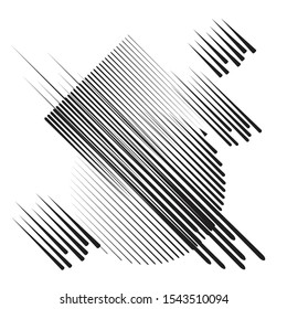 Logo with speed lines in circle, rectangle and triangle form .Square unusual icon Design .Black Vector stripes .Geometric shape.