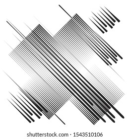 Logo with speed lines in circle, rectangle and triangle form .Square unusual icon Design .Black Vector stripes .Geometric shape.