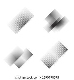 Logo with speed lines in circle, rectangle and triangle form .Square unusual icon Design .Black Vector stripes .Geometric shape.