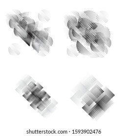 Logo with speed lines in circle, rectangle and triangle form .Square unusual icon Design .Black Vector stripes .Geometric shape.