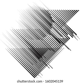 Logo with speed lines in circle, rectangle and triangle form .Square unusual icon Design .Black Vector stripes .Geometric shape.