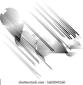 Logo with speed lines in circle, rectangle and triangle form .Square unusual icon Design .Black Vector stripes .Geometric shape.