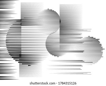 Logo with speed lines in circle, rectangle and triangle form .Square unusual icon Design .Black Vector stripes .Geometric shape.