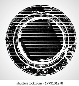Logo with speed lines in grunge textured  .Unusual icon design .Black vector stripes .Geometric shape.