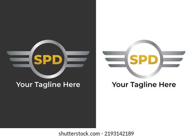 logo speed metal gold wings template design 